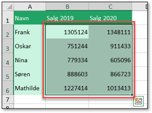 Tusindtalsseperator markeret område