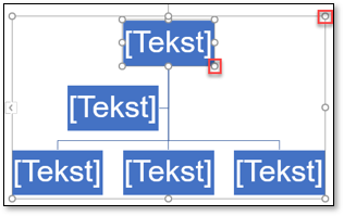 Bokse bundet sammen til et organisationsdiagram i Word