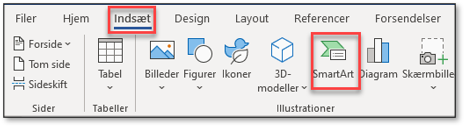 knappen SmartArt i fanen Indsæt