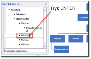 Tryk TABULATOR for at rykke boksen ned