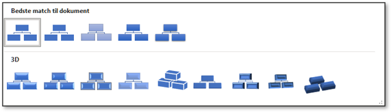 Mulige typografier til SmartArt i Word