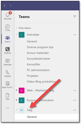 Teamet er oprettet og du kan arbejde i det
