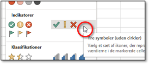 Betinget formatering: Vælg Tre symboler