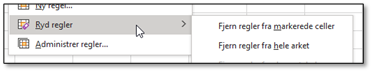 Betinget formatering: Ryd regler