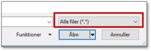Husk at vælge alle filer når du vil åbne en PDF fil i Word