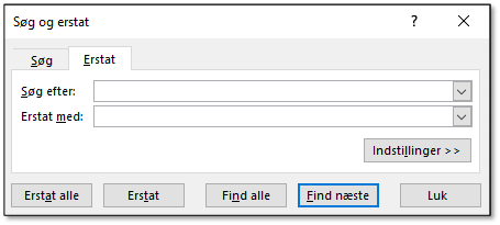 Søg og erstat boksen