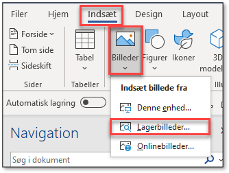 Billede i Word indsæt billede