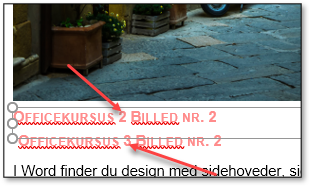 Billede i Word når der kommer dobbelt billedtekst