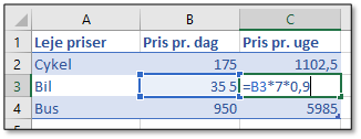 Formlen der giver resultatet #Value!