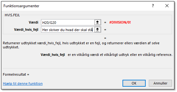 HVis.fejl funktions boksen