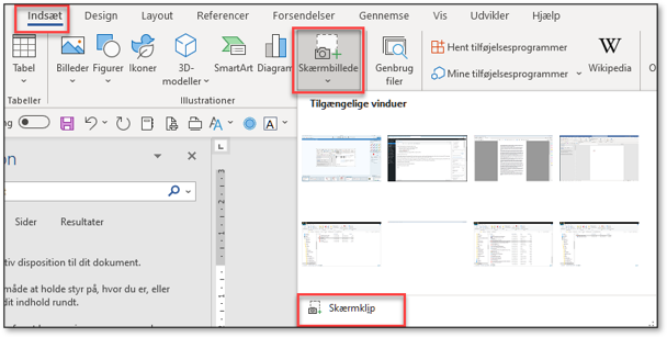 Indsæt pdf i word brug skærmklip og sæt ind som billede