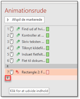 Udvid alle så alle animationer vises i animationsruden