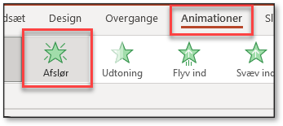Vælg indgangsanimationen Afslør