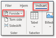Indsæt en forside
