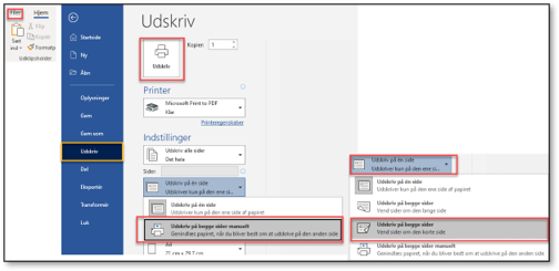print på begge sider når du udskriver en folder i Word
