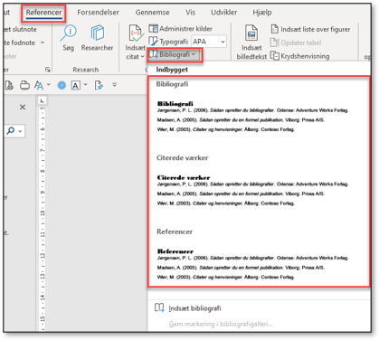 Litteraturliste i Word indsæt litteraturliste