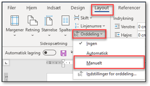 Fanen Layout med manuel orddeling