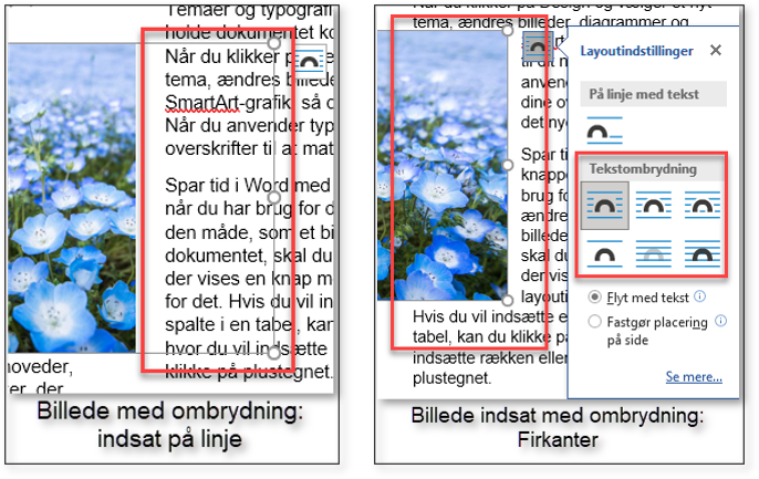 Indsæt billeder i spalter