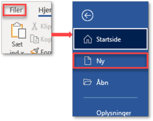 Find skabelon under filer Ny