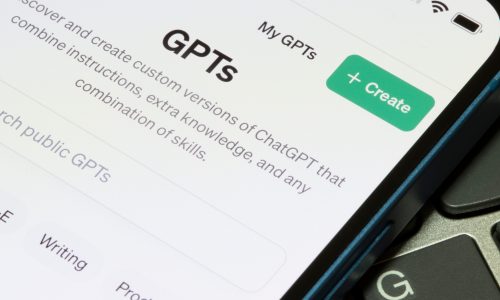 Portland, OR, USA - Jan 11, 2024: The user interface of GPT Store for custom GPTs is seen on OpenAI's website on an iPhone.
