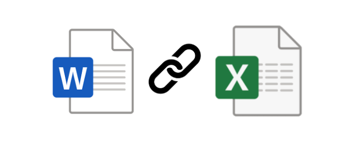 Illustration af sammenkædning af Word og Excel