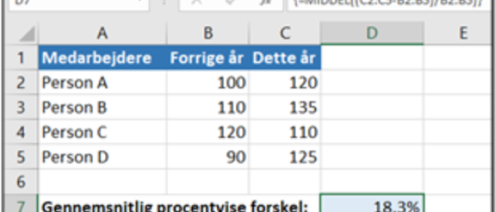 Matrixformel i Excel