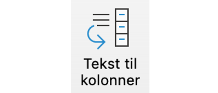 Tekst til kolonner knap i Excel