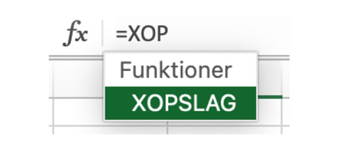 XOPSLAG i Excel
